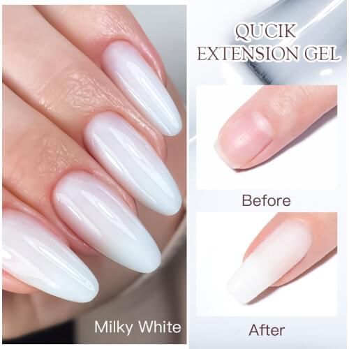 MEET ACROSS 7ml Acrylic Poly UV Nail Gel Quick Building Nail Gel Polish Clear Clear Nail Tips Builder UV Gel Base Top Needed