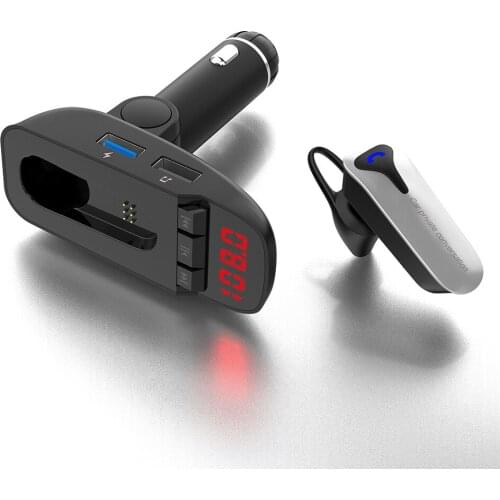 Car MP3 Player Fm Transmitter Modulator With Bluetooth Headset Car Display Bluetooth MP3 Dual USB
