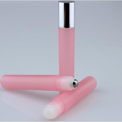 Free Shipping 20pcs/lot 15ml Pink Essential Oils Steel Ball Rollon Plastic Bottles In Refillable Small Glass Vials For Fragrance