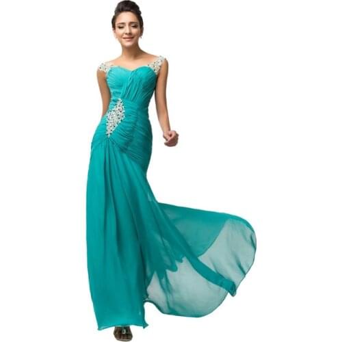 Free Shipping Dark Turquoise Evening Dresses Sweetheart Chiffon Floor Length Long Evening Gowns
