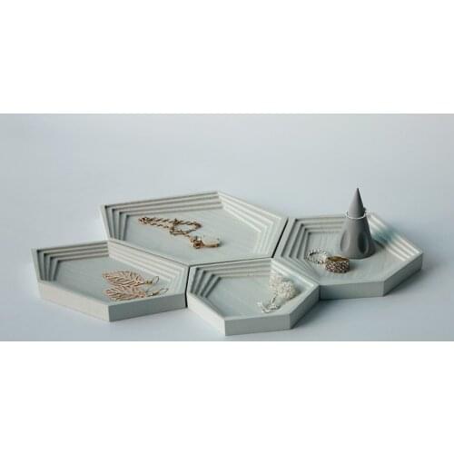 Irregular Geometry Concrete Tray Mold Cement Jewelry Storage Pallet Silicone Molds Plaster Tray Mould For Home Decor