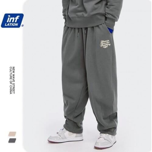 INFLATION Men Casual Pant 2021 Spring Elastic Waist Straight Pant Men Joggers Solid Color Trousers For Men 3268W