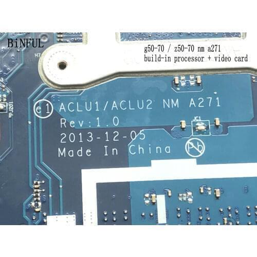 FAST SHIPPING. ACLU1 / ACLU2 NM A271 G50-70 MAINBOARD, FOR LENOVO G50-70 LAPTOP MOTHERBOARD, PROCESSOR celeron 3558u+GPU