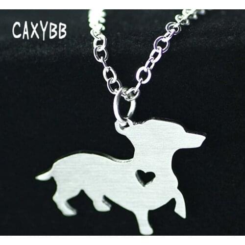 Caxybb New Cute dog stainless steel Necklace Animal Dogs Breed Charm Pet Necklaces Memorial Gift For Men Women Bijoux Jewelry