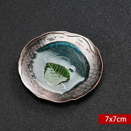 Ebony Wood Kongfu Tea Cup Tray For House Office Decoration Round Square Metal Resin Wood Bamboo Tea Cup Plate Natural Design