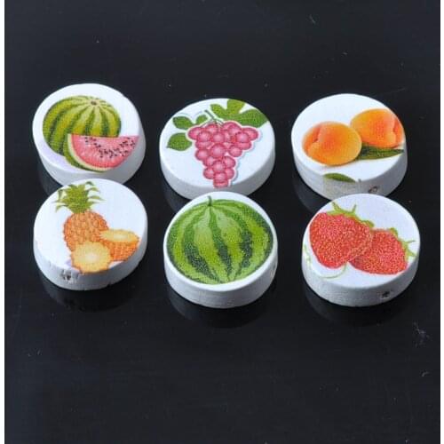 Mixed fruit Paintied Wooden Spacer Beads For kids handwork Jewelry 20mm 20pcs MT0414X