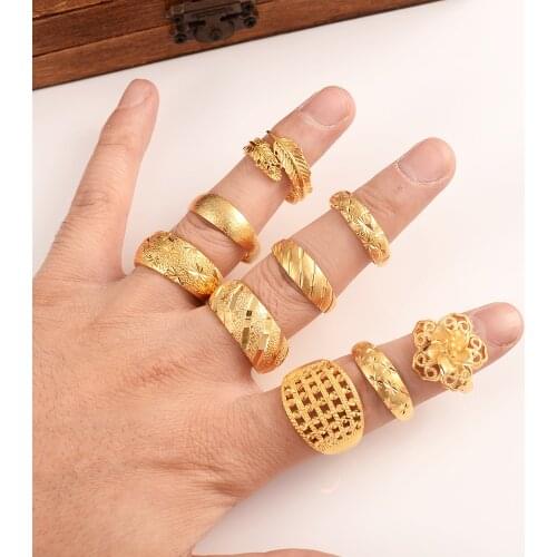 Ethiopia Dubai Gold Color Arab adjusable Rings Resizable for Women/Adolescent Wedding Jewelry African /Halloween Gift