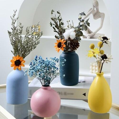Bedroom Study Home Wedding Table Decoration Ceramic Vases Flower Basket Nordic Blue Pink Yellow Ornaments