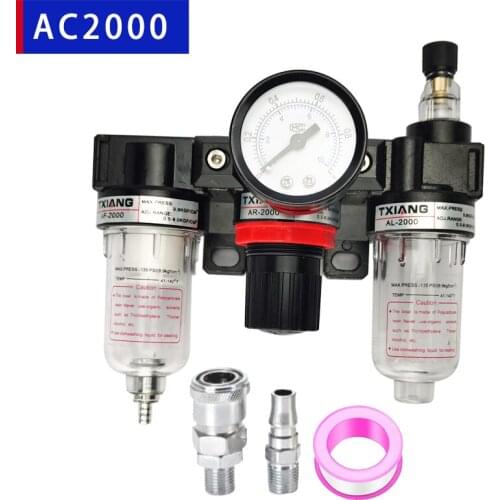 AC2000 Air Filter Pressure Regulator Kit Water Separator Air Tool Compressor Filter