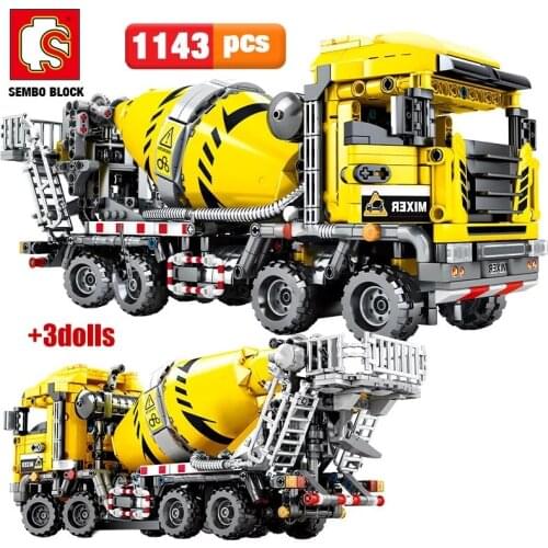 City Construction Industry Transport Excavator Mixer Mechanical Car Building Blocks Technical Educational Initiate Brick Toys