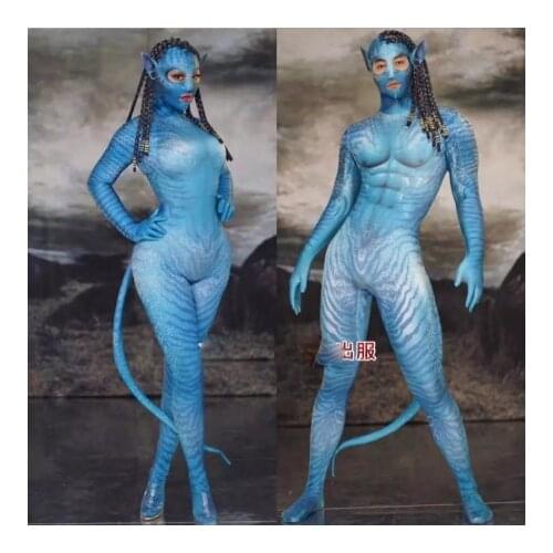 Nightclub GoGo Dance Team Ds costume sexy singer jumpsuit Halloween Alien Space Show Blue Ava tar Cosplay