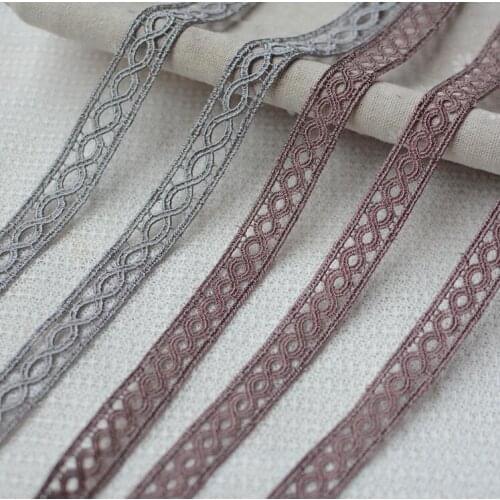 2 Meters/lot 1.5cm Width Grey Brown Lace Trim Applique Flower Hollow Polyester Lace Fabric Sewing Accessories DIY Accessories