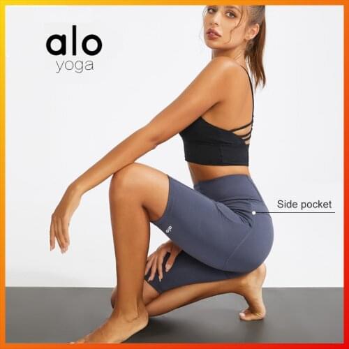 Summer Alo Yoga Womens Shorts Pure Color Camouflage Running Fitness Training Cycling Sports Pants DK219