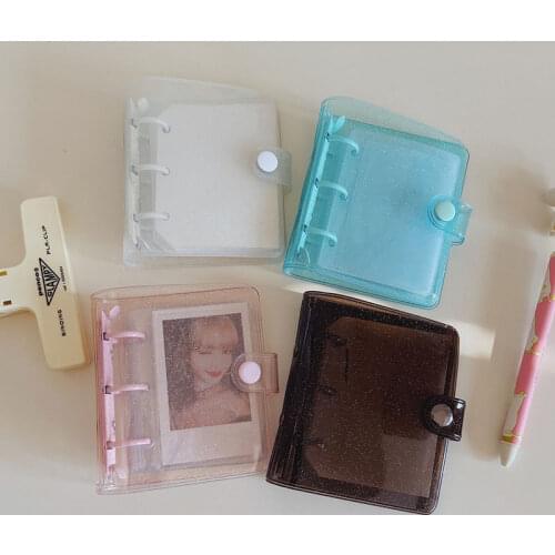 MINKYS New Pink Glittery Bling Bling 3 Ring Mini Pocket Diary Journal Notebook Planner Notepad Photo Organizer School Stationery
