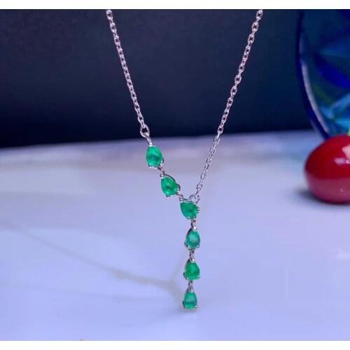 Fashion tassels water drop Natural green Emerald necklace S925 silver natural gemstone necklace woman gift party fine jewelry