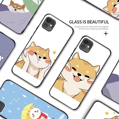Fashion Cartoon Animal Pattern 9H Tempered Glass Phone Case Back Cover For Iphone 12 Pro Max 11 6S Plus 7 8 X XS Max XR SE 2020