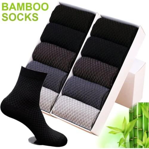 Men Socks Bamboo Fiber Breathable Deodorant Sport Socks High Tube Solid Color Elastic Business Socks Men Short Socks