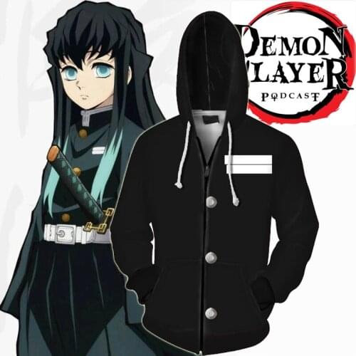 New Demon Slayer Tokitou Muichirou hooded Sweatshirt 3D Printed Hoodies Men Casual Tanjirou Sweatshirt Jacket