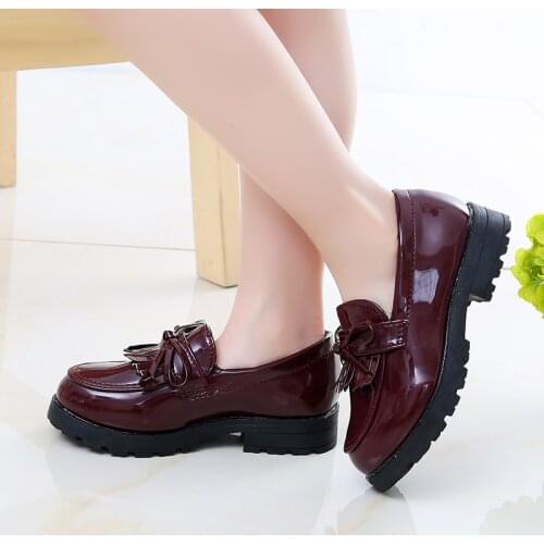 New Girls Leather Shoes Casual Princess Bow-knot Low-top Slip-on Soft Bottom Loafers For Girls Kids Children Spring And Autumn