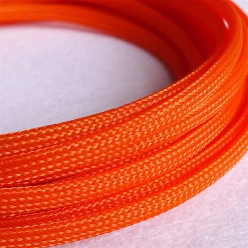 Orange - High quality 12mm Braided PET Expandable Sleeving High Density Sheathing Plaited Cable Sleeves 1M