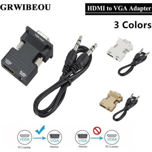 Grwibeou переходник hdmi vga 1080P hdmi to vga With Video Audio Cable Jack HDMI VGA For PC TV Box vga cable for PC Laptop TV Box