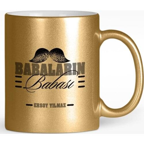 Personalized Babaların Father Design Gold Gilded Mug Cup-1