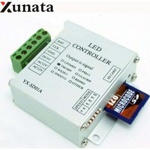 Mini SD Card RGB Pixel controller WS2811 WS2812B LPD6803 SK6812 TM1809 UCS1903 DMX512 Full color controller DC 12-24V / DC 5V