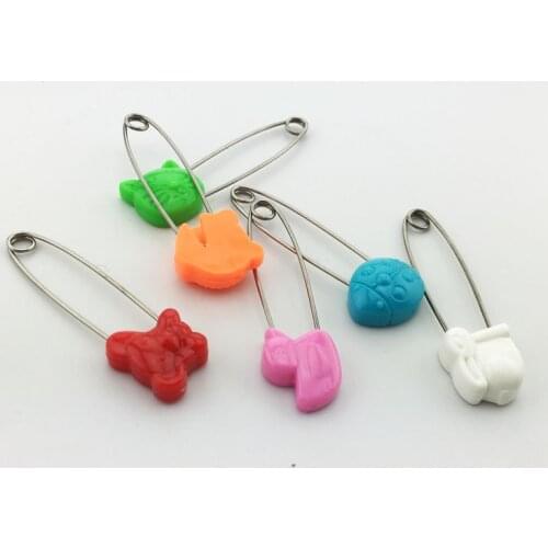 DONYAMY 20 Pcs Colorful Cartoon Animal Head Plastic Styling Safety Pin