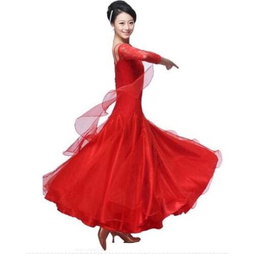 Plus size red pink black Ballroom Dress Viennese standard ballroom plus size ballroom dance dresses tango costumes