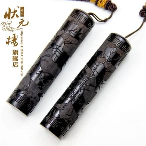 Ebony woodcarvings xiangyun sweet bursa small incense cylinder toothpicks extinguishers snuff bottle tube
