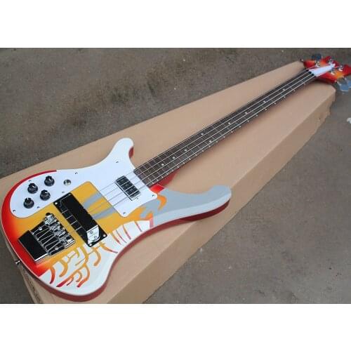 Factory Outlet-Left Handed 4 Strings Colorful Electric Bass with White Binding,Rosewood Fretboard