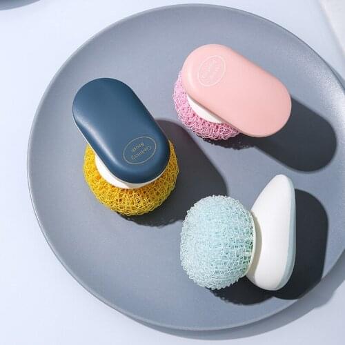 3 Color Cleaning brush detachable nylon wire ball kitchen dishwashing decontamination pot brush cleaning ball Dropshipping