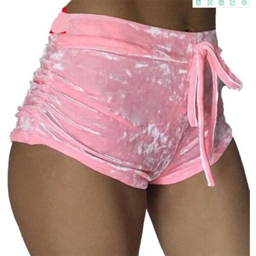 2017 Women Pink Velvet Shorts Fashion Sexy Bodycon Workout Flannel Short Pants Feminino Pantalones Mujer Fitness Soft Sportwear