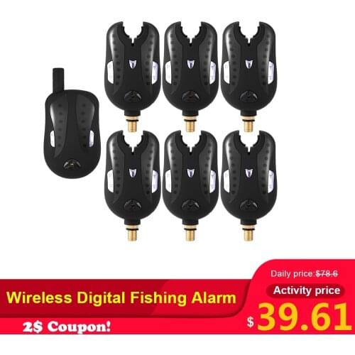 Lixada Wireless Digital Fishing Alarm Fishing Bite Alarms Set Fishing Receiver Sound Alert Kit Led Alarm Indicator with Case