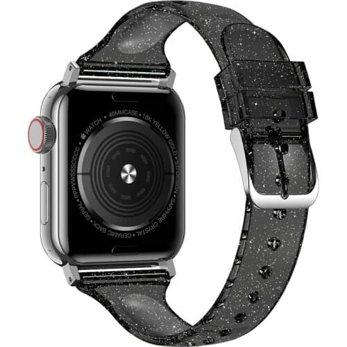 Transparent Shining silicone strap for Apple watch band 40mm 38mm iwatch band 44mm 40mm women wristband apple watch 6/SE/5/4/3/2