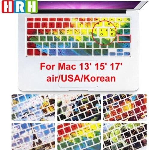 HRH Stylish Korean Language USA Silicone Keyboard Cover Protector Skin for Macbook Air 13 Pro Retina 13 15 17 Laptop Accessory