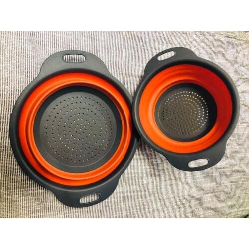 1pcs Foldable Silicone Colander Fruit Vegetable Washing Basket Strainer Collapsible Drainer With Handle Kitchen Tools
