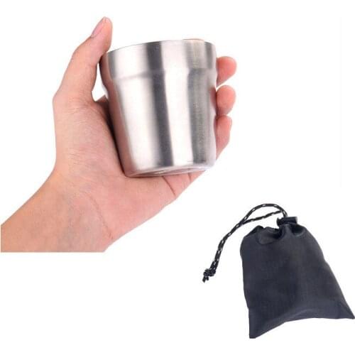 Outdoor Vacuum Double-layer Stainless Steel Water Cup Mountaineering Camping Barbecue Portable Cup Leak-proof Tea Cup 180ML