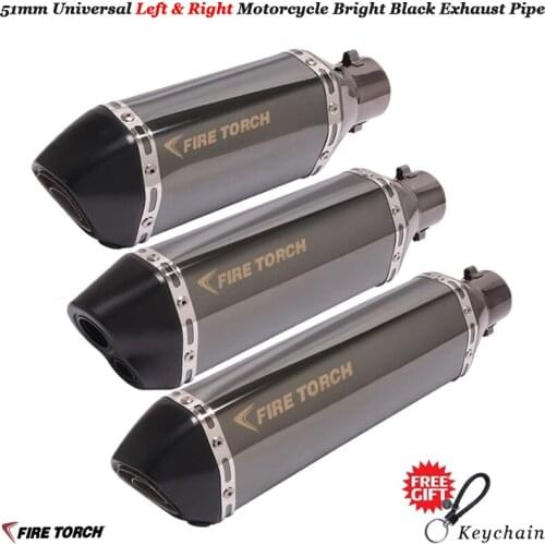 51MM Universal Motorcycle Left Right Bright Black Exhaust Pipe Scooter Escape Muffler DB Killer For Z1000 RC390 GSXR750 TMAX530