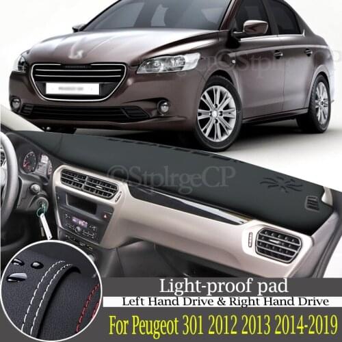 High-quality leather instrument panel protection pad and light-proof pad for Peugeot 301 2012 2013-2019 car styling accessories
