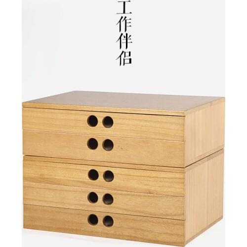 Japanese folk art wooden wood work mate Desktop storage box cosmetic finishing drawer jewelry gift Storage