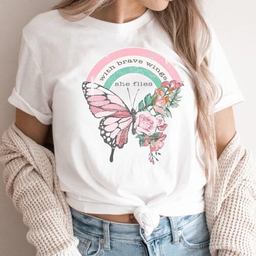 Harajuku Top Women T-shirt Casual Ladies Basic O-collar I Am Brave Print Short Sleeved Women T-shirt Girl,Drop Ship