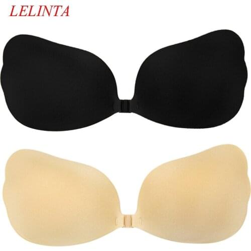 Womens Breast Petal Lifting Bra Gathered Self-adhesive Strapless Backless Invisible Bra Reusable Sticky Bra Two Colors