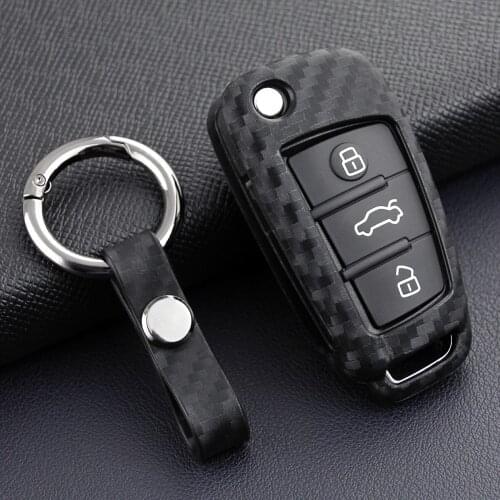 1pc car folding key For Audi car key cover matte black carbon fiber appearance case flip key A1 A3 S3 Q3 Q7 TT