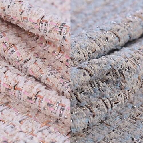 150CM Wide 560G/M Weigh Pink Blue Tweed Knitted Wool & Cotton & Acrylic & Polyester Fabric for Autumn Spring Dress Jacket E1200