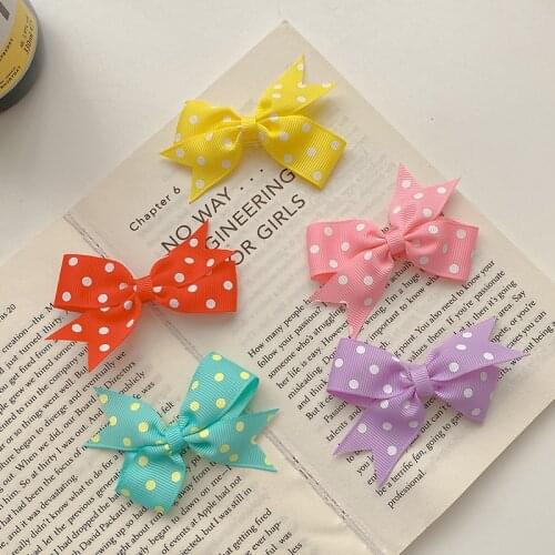2 Pcs/Set New Children Cute Candy Dot Bow Ornament Hair Clips Baby Girls Lovely Alloy Barrettes Hairpins Kids Hair Accessories