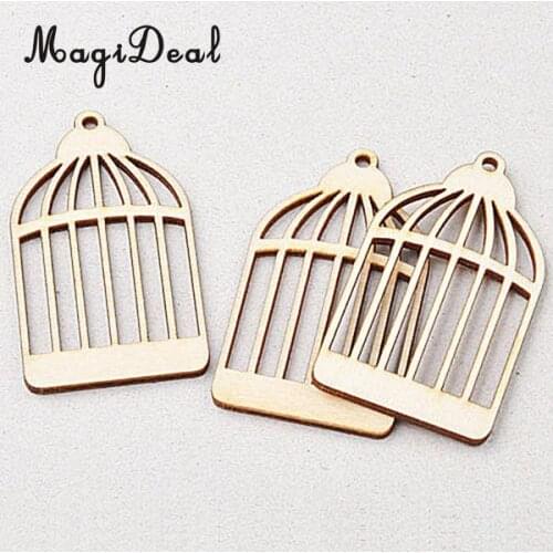 MagiDeal New Hot 25Pcs Wood Birdcage Shape Cutout Wooden Scrapbooking Embellishment Art Craft Gift Tag Making Wedding Decoration