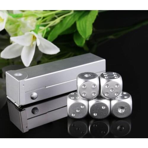 5pcs 16mm Aluminium Alloy Dice Polyhedral Metal Solid Portable Dice Poker Party
