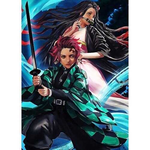 5D DIY Demon Slayer Art Picture Diamond Painting Japan Anime Mosaic Full Embroidery Cross Stitch Kits Wall Sticker Home Decor