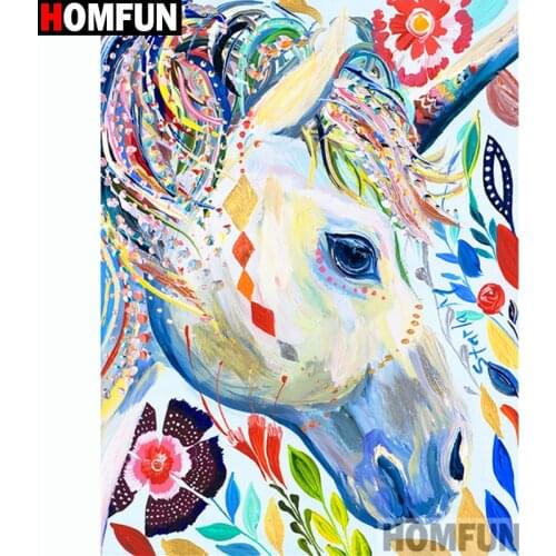 HOMFUN Diamond Painting Cross Stitch "Colored unicorn" Full Crystal Diamond Embroidery Needlework Craft Home Decor A14212